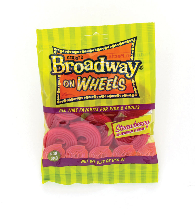 Gerrit's Broadway on Wheels Strawberry Licorice 150 g (12 Pack) Exotic Candy Wholesale Montreal Quebec Canada