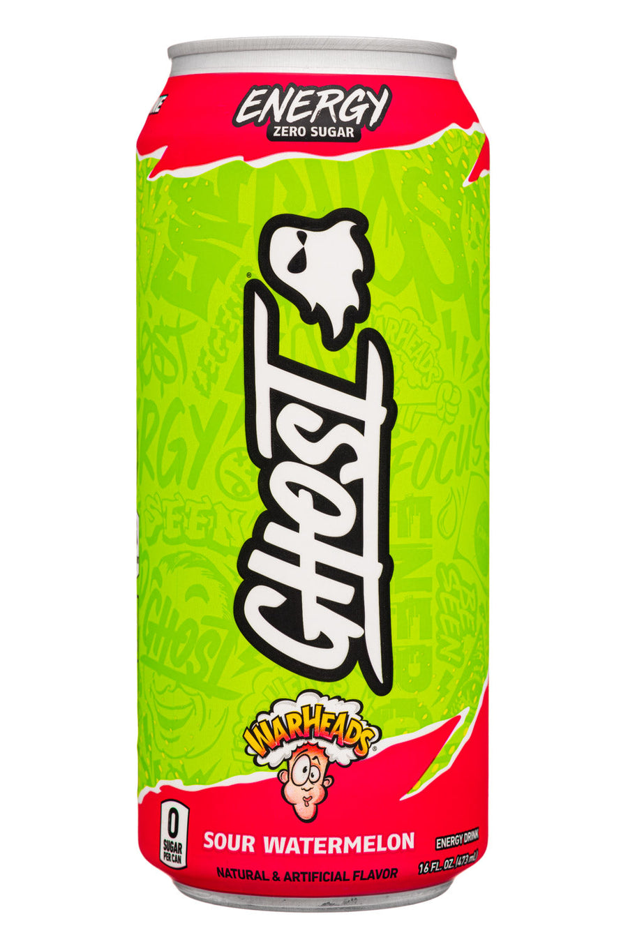 Ghost Energy Zero Sugar Warheads Sour Watermelon 473 mL (12 Pack) Exotic Drinks Wholesale Montreal Quebec Canada