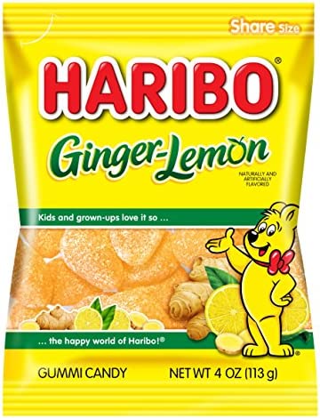 Haribo Ginger-Lemon Gummi Candy Peg Bag 113 g (12 Pack) Imported Exotic WHolesale Candy Montreal QUebec Canada
