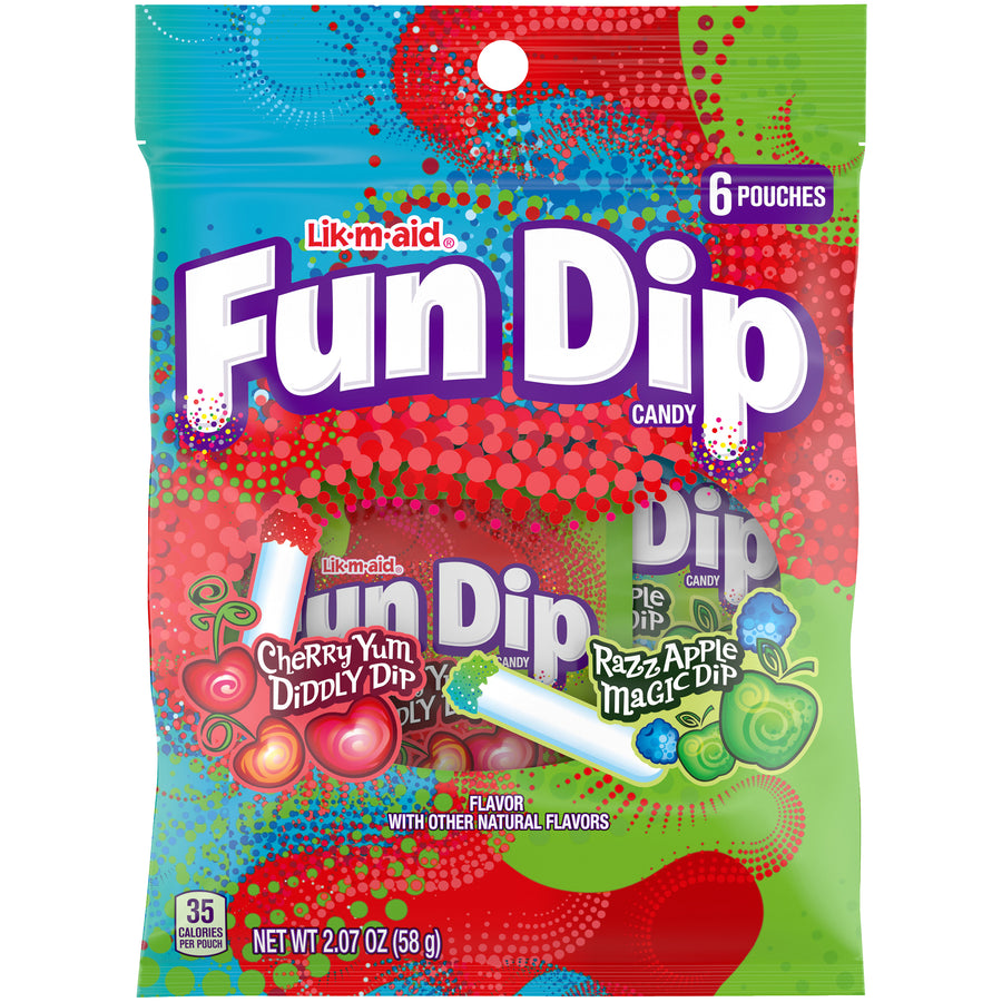 Lik-M-Aid Sour Fun Dip Sour Candy Peg Bag 58 g (12 Pack) Imported Exotic Candy Wholesale Montreal QUebec Canada