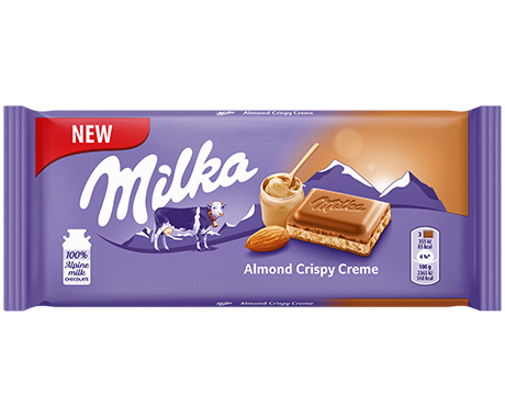 Milka Almond Crispy Creme Chocolate Bar 90 g (24 Pack) Exotic Candy Wholesale Montreal Quebec Canada