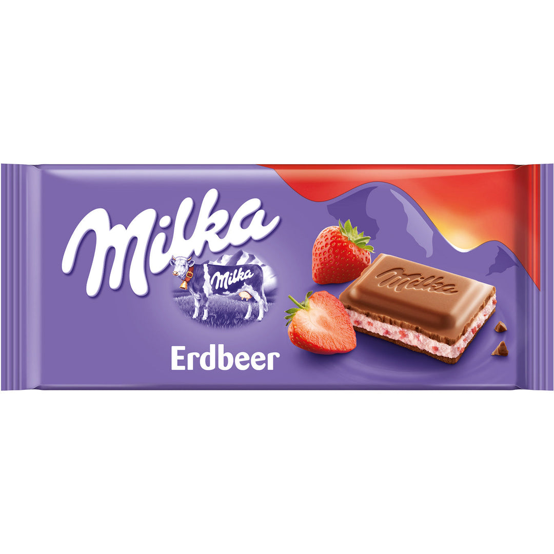 Milka Strawberry Chocolate Bar 100 g (22 Pack) Exotic Snacks Wholesale Montreal Quebec Canada