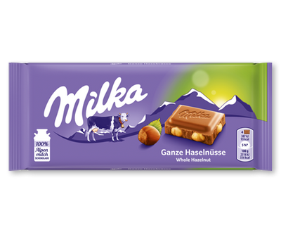 Milka Whole Hazelnut Chocolate Bar 100 g (17 Pack) Exotic Snacks Wholesale Montreal Quebec Canada