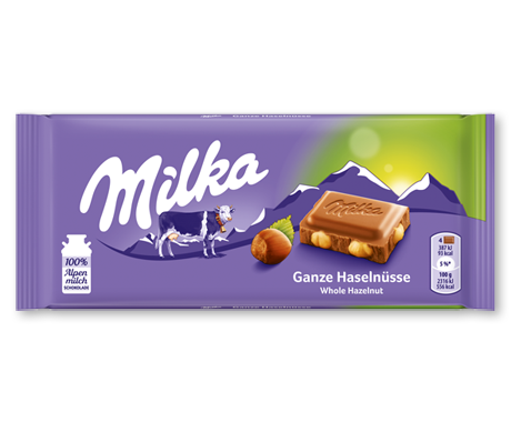 Milka Whole Hazelnut Chocolate Bar 100 g (17 Pack) Exotic Snacks Wholesale Montreal Quebec Canada