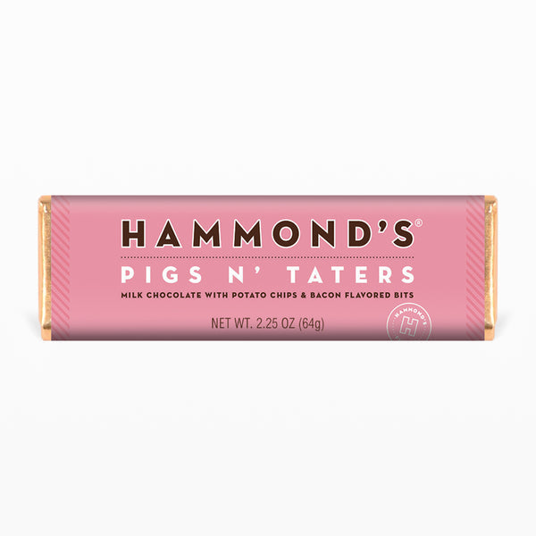 Hammond's Pigs N' Taters Milk Chocolate Candy Bar 64 g (12 Pack) Exotic Snacks Wholesale Montreal Quebec Canada