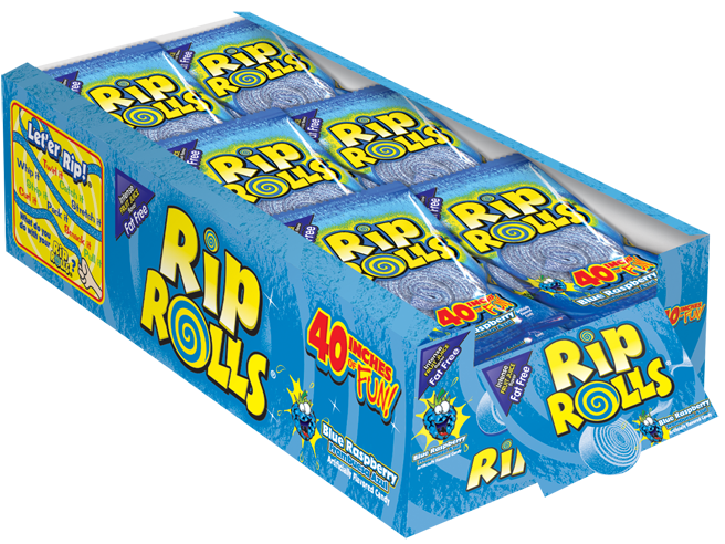 Rip Rolls Blue Raspberry 40 g (24 Pack) Exotic Candy Wholesale Montreal Quebec Canada