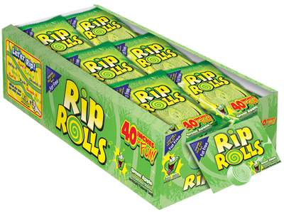 Rip Rolls Green Apple 40 g (24 Pack) Exotic Candy Wholesale Montreal Quebec Canada