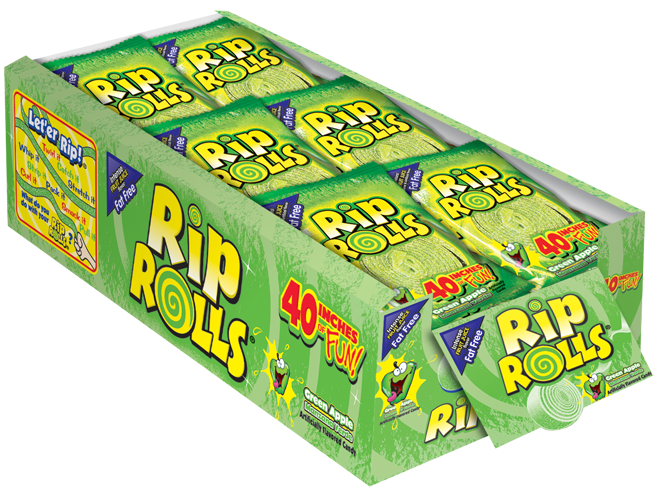 Rip Rolls Green Apple 40 g (24 Pack) Exotic Candy Wholesale Montreal Quebec Canada
