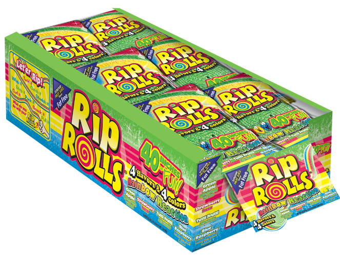 Rip Rolls Rainbow Reaction 40 g (24 Pack) Exotic Candy Wholesale Montreal Quebec Canada