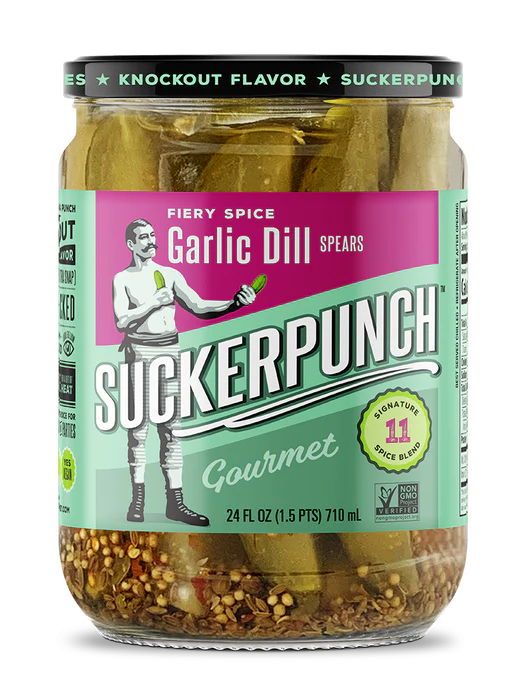 SuckerPunch Pickle Jar Fiery Spice Garlic Dill Spears 710 ml (6 Pack)