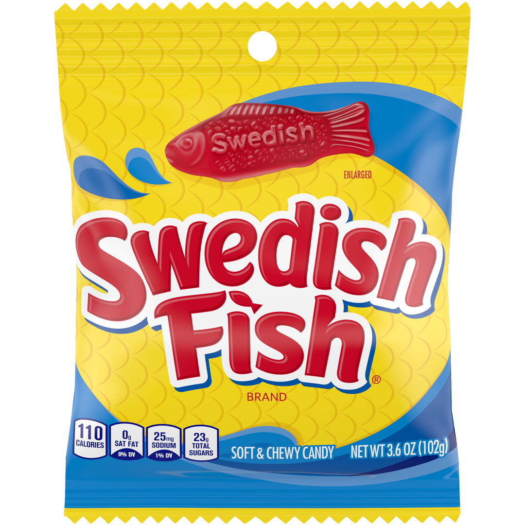 Swedish Fish Red Peg Bag 102 g Imported Exotic Candy Wholesale Montreal Quebec Canada