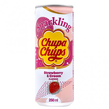 Chupa Chups Sparkling Strawberry Cream 250 mL (24 Pack) Exotic Drinks Wholesale Montreal Quebec Canada