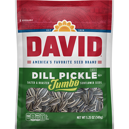 David Jumbo Dill Pickle Sunflower Seeds 149 g (12 Pack) Exotic Snacks Wholesale Montreal Quebec Canada