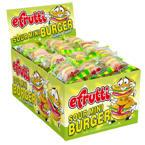 eFrutti Gummi Mini Sour Burger 9 g (60 Pack) Exotic Candy Wholesale Montreal Quebec Canada