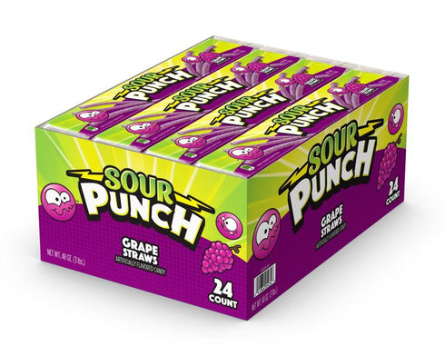 Sour Punch Grape Straws 57 g (24 Pack) Imported Exotic Candy Wholesale Montreal QUebec Canada