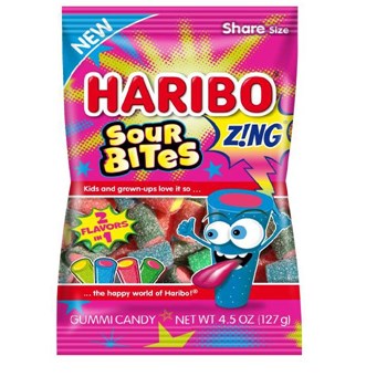 Haribo Peg Bag Zing Sour Bites 127 g (12 Pack) Exotic Candy Wholesale Montreal Quebec Canada