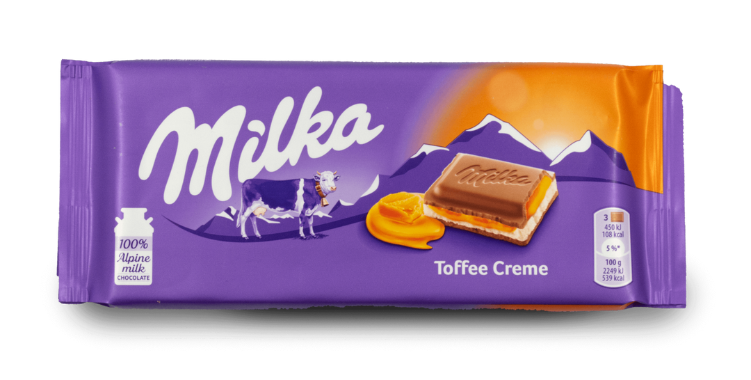 Milka Toffee Cream Chocolate Bar 100 g (23 Pack) Exotic Snacks Wholesale Montreal Quebec Canada