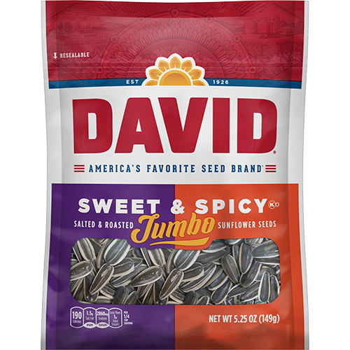 David Jumbo Sweet & Spicy Sunflower Seeds 149 g (12 Pack) Exotic Snacks Wholesale Montreal Quebec Canada