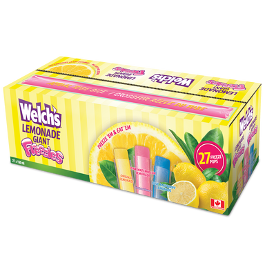 Welch's Giant Lemonade Freezies 150 mL (27 Pack) Exotic Candy Wholesale Montreal Quebec Canada